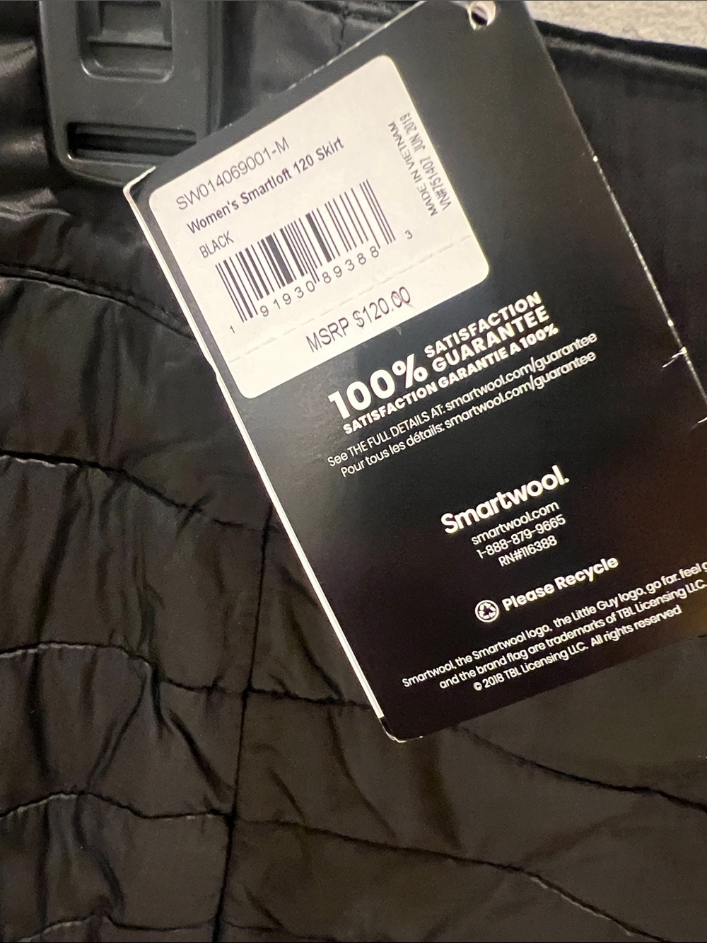 Smartwool Black Quilted Mini Skirt with Logo Detail - Picture 2 of 5